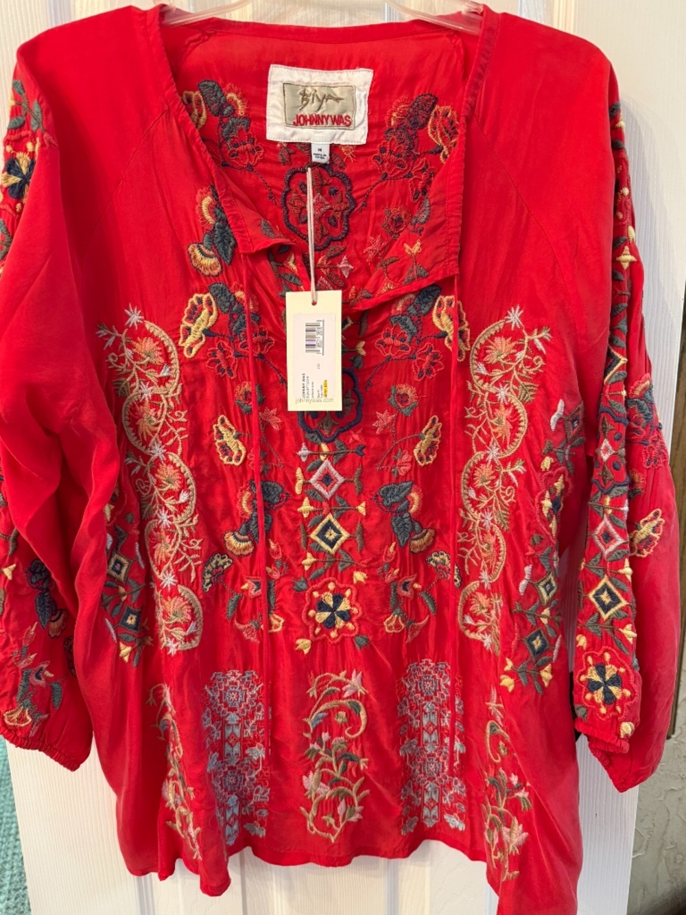 Johnny Was red size medium tunic